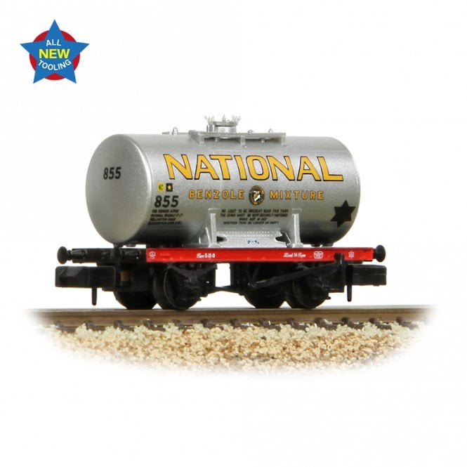 Graham Farish 14T Anchor-Mounted Tank Wagon 'National Benzole' Silver 855 (N)