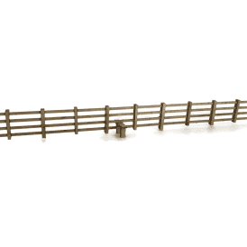4ft Post & Rail Fencing (Natural Wood)  – Laser-cut kit (OO)