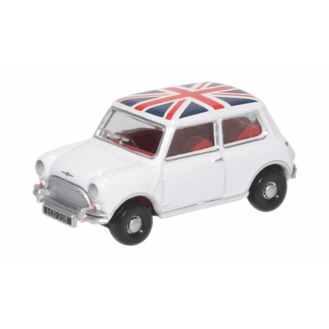 Oxford Diecast Austin Mini Cooper - White Union Jack (1:76)