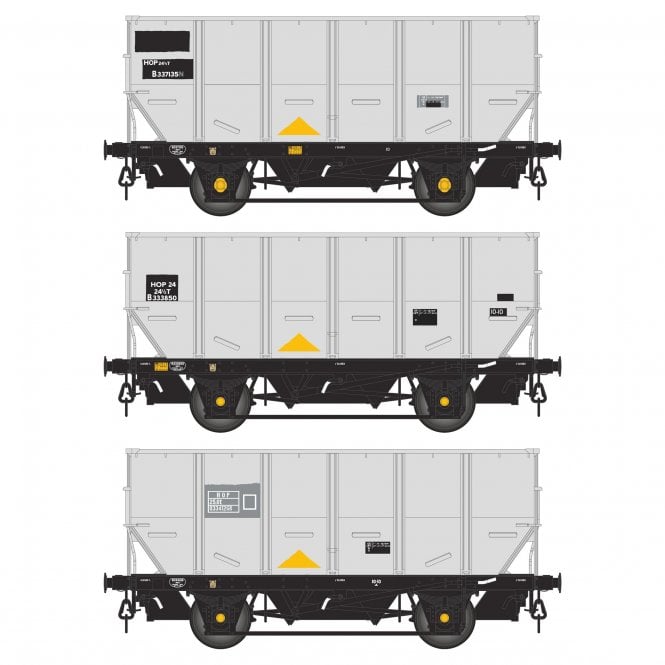 Accurascale BR 24.5T HOP24/HUO Coal Hopper - Grey pre TOPS- Pack S (3-pack)