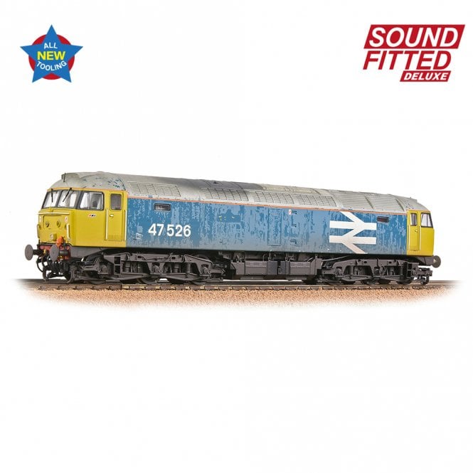 Bachmann Class 47/4 47526 BR Blue (Large Logo) [Weathered] Deluxe Sound