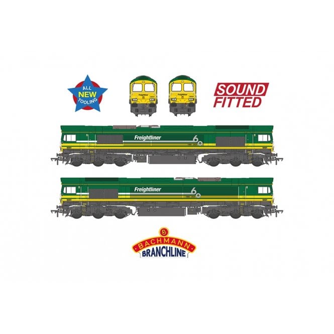 Bachmann Class 66/6 66601 Freightliner 60 1965-2025 Green (Sound Fitted)