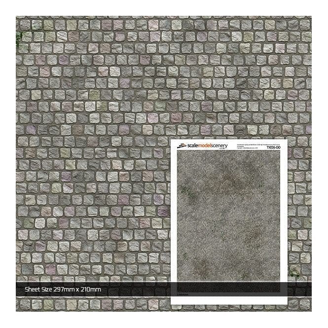Scale Model Scenery Cobblestones Texture Paper (Pk of 5) (OO)