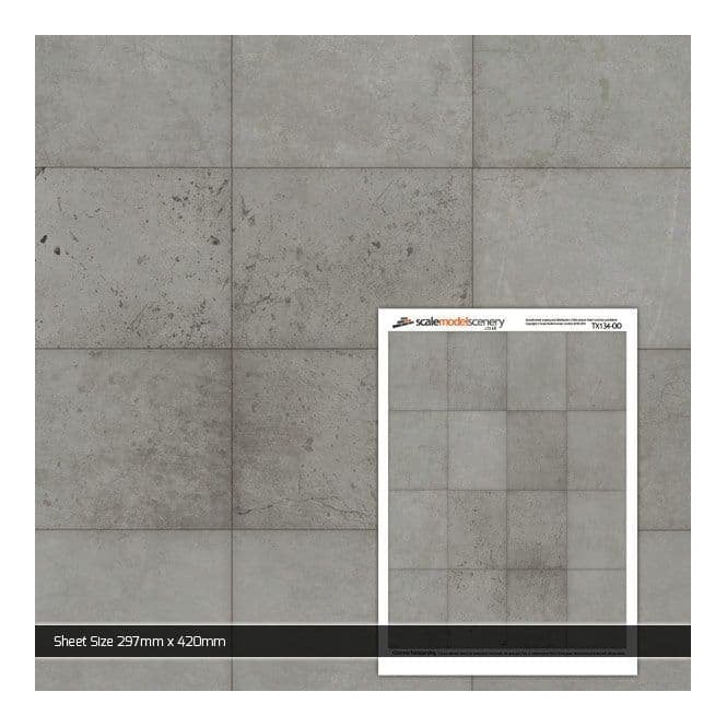 Scale Model Scenery Concrete Hard Standing Texture Paper (Pk of 5) (OO)