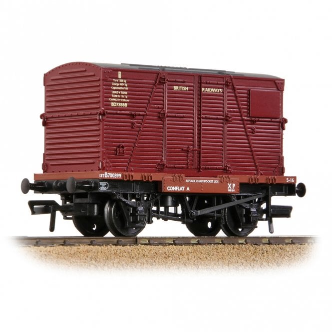 Bachmann Conflat Wagon BR Bauxite (Early) with BD Container BR Crimson