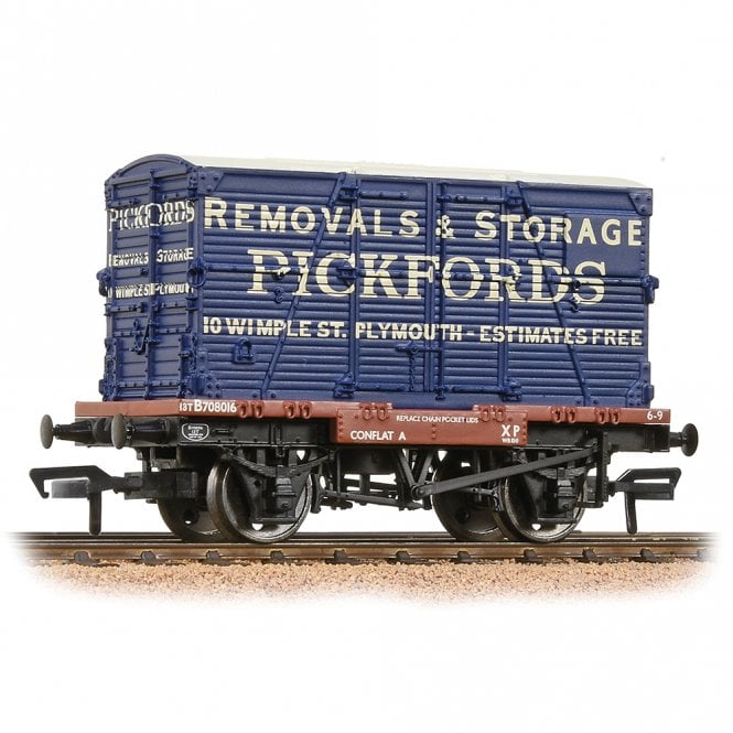 Bachmann Conflat Wagon BR Bauxite (Early) with BD Container 'Pickfords'