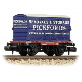 Graham Farish Conflat Wagon BR Bauxite (Early) with 'Pickfords' BD Container [