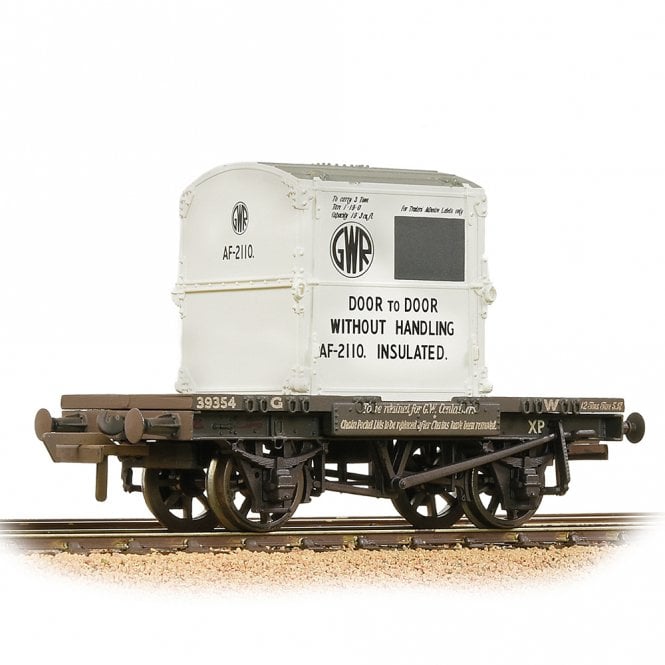 Bachmann Conflat Wagon GWR Grey with AF Container 'GWR' White (Weathered)