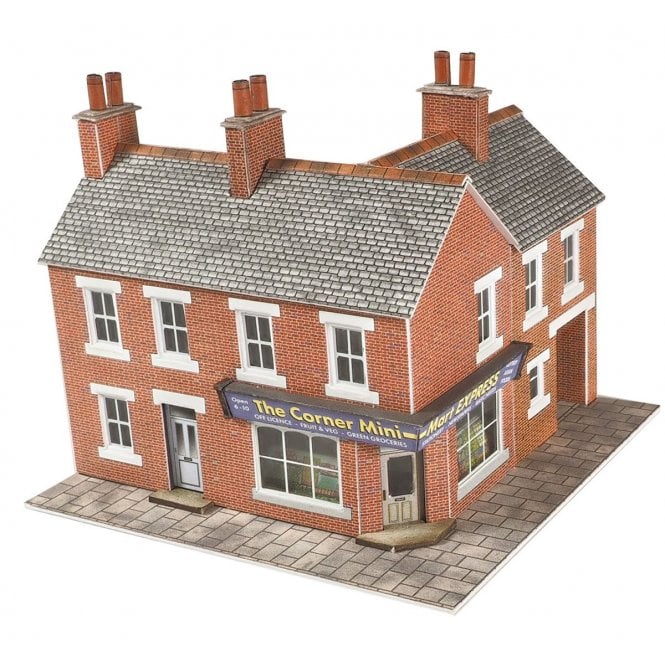 Metcalfe N Corner shops - Red Brick - N Scale