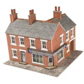 Corner shops - Red Brick - N Scale