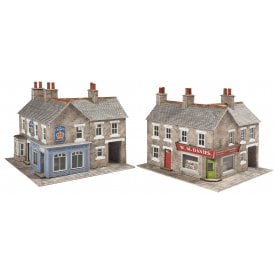 Corner Shops - Stone - N Scale