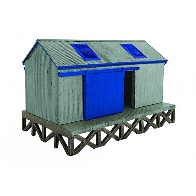 Scenecraft Corrugated Goods Shed - Grey and Blue (OO)