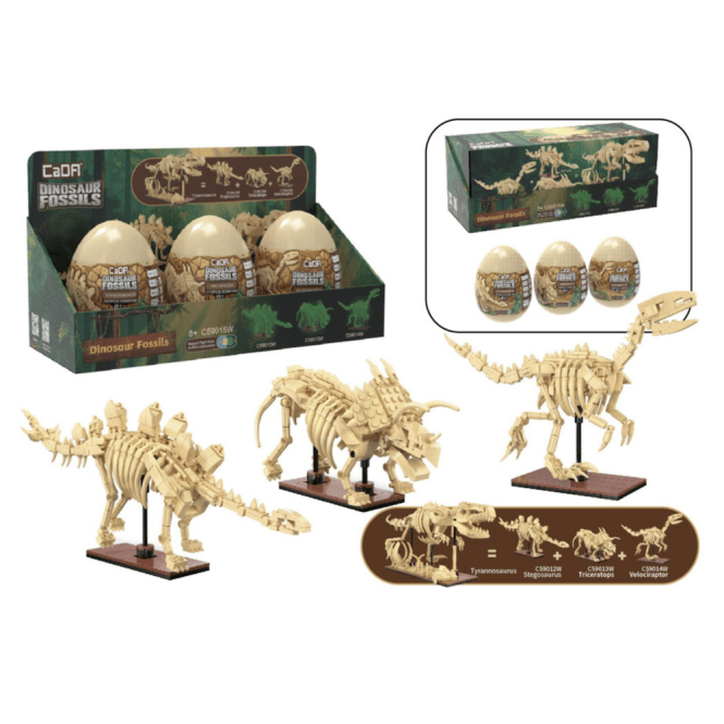 CADA Dinosaur Eggs w/Stegosaurus, Triceratops & Velociraptor