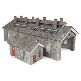 Double Track Engine Shed - Stone - N Scale