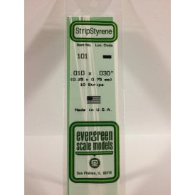 Evergreen EG101 .010 x .030 (0.25 x 0.75mm) Strip (10)