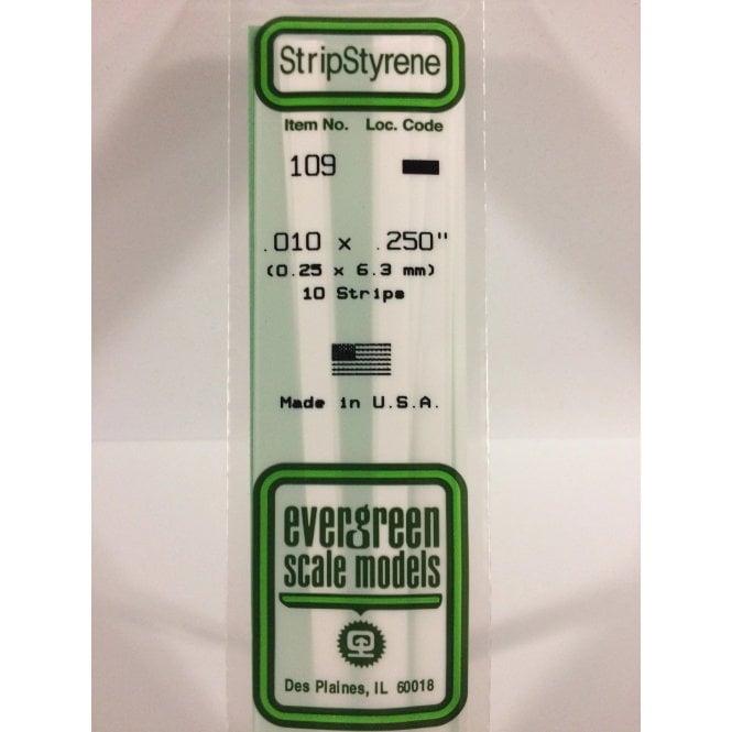 Evergreen EG109 .010 x .250 (0.25 x 6.3mm) Strip (10)