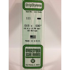 Evergreen EG111 .015 x .030 (0.38 x 0.75mm) Strip (10)