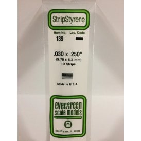Evergreen EG139 .030 x .250 (0.75 x 6.3mm) Strip (10)
