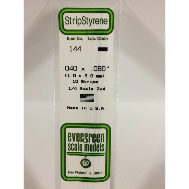 Evergreen EG144 .040 x .080 (1.0 x 2.0mm) Strip (10)