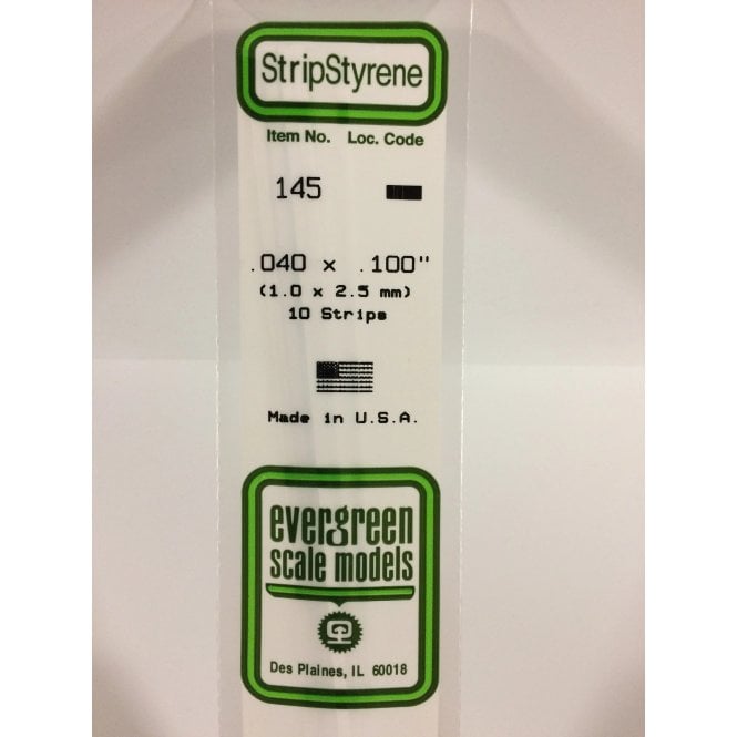 Evergreen EG145 .040 x .100 (1.0 x 2.5mm) Strip (10)