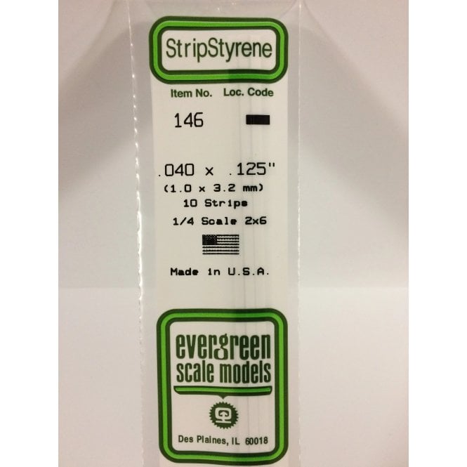 Evergreen EG146 .040 x .125 (1.0 x 3.2mm) Strip (10)