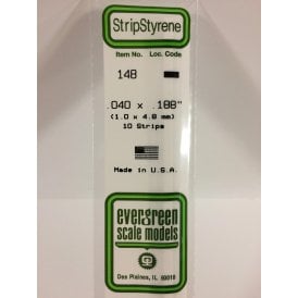 Evergreen EG148 .040 x .188 (1.0 x 4.8mm) Strip (10)