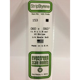 EG153 .060 x .060 (1.5 x 1.5mm) Strip (10)