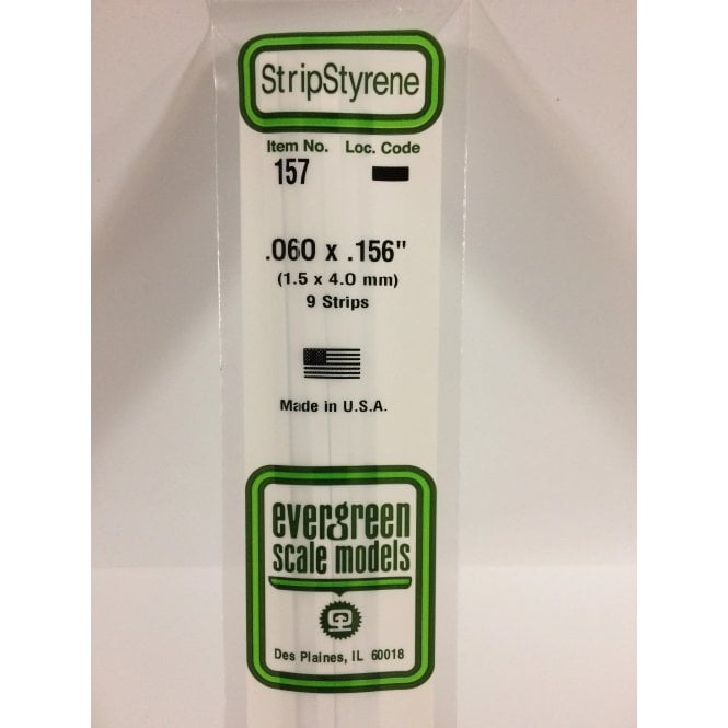 Evergreen EG157 .060 x .156 (1.5 x 4.0mm) Strip (9)