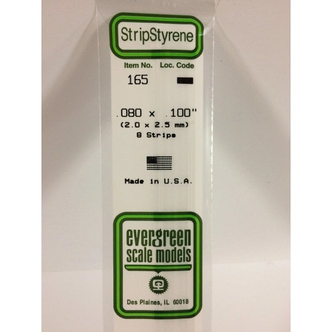 Evergreen EG165 .080 x .100 (2.0 x 2.5mm) Strip (8)