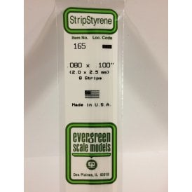 Evergreen EG165 .080 x .100 (2.0 x 2.5mm) Strip (8)