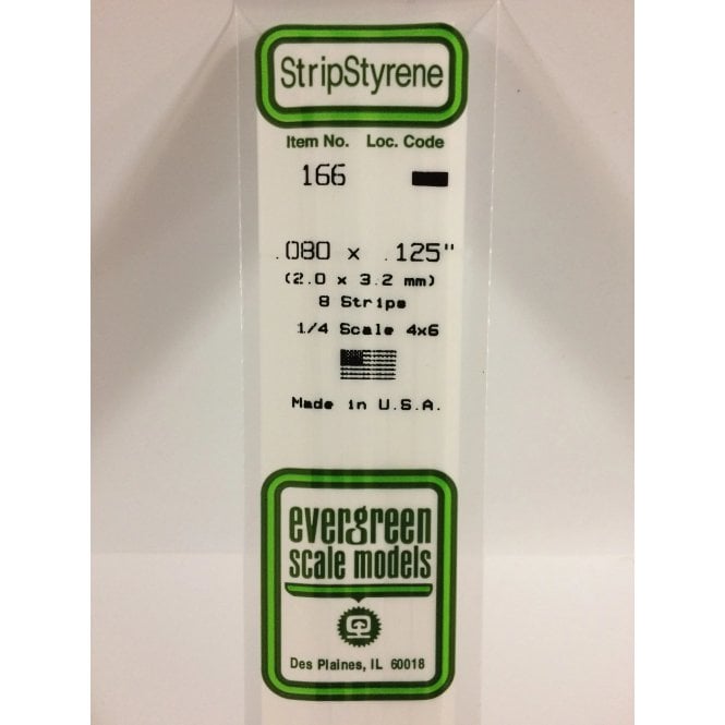 Evergreen EG166 .080 x .125 (2.0 x 3.2mm) Strip (8)