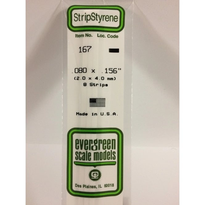 Evergreen EG167 .080 x .156 (2.0 x 4.0mm) Strip (8)
