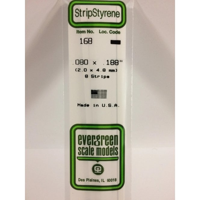 Evergreen EG168 .080 x .188 (2.0 x 4.8mm) Strip (8)