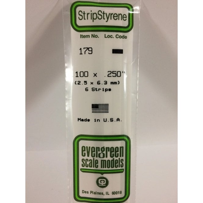 Evergreen EG179 .100 x .250 (2.5 x 6.3mm) Strip (6)