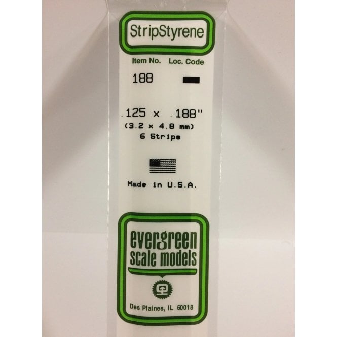 Evergreen EG188 .125 x .188 (3.2 x 4.8mm) Strip (6)