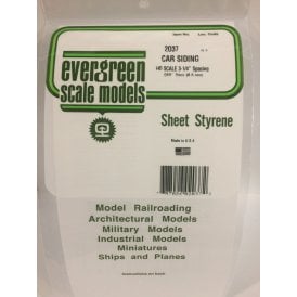 Evergreen EG2037 .020(0.50mm)th .037(0.95mm)sp HO Car Siding