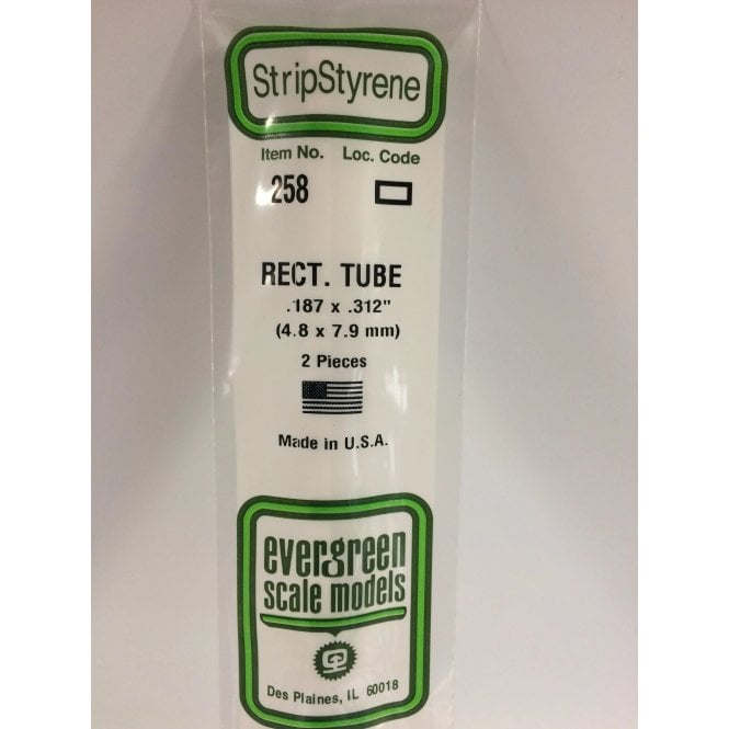 Evergreen EG258 .187 x .312 (4.8 x 7.9mm) Rect Tube(2)