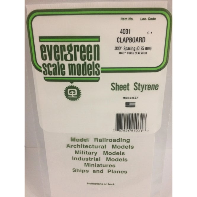 Evergreen EG4031 .030(0.75mm)sp Clapboard