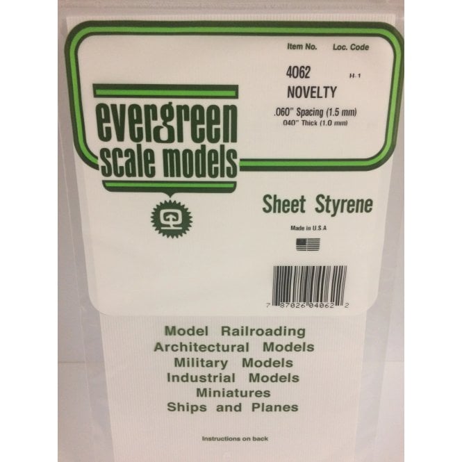 Evergreen EG4062 .04(1.0mm)th .060(1.5mm)sp Novelty