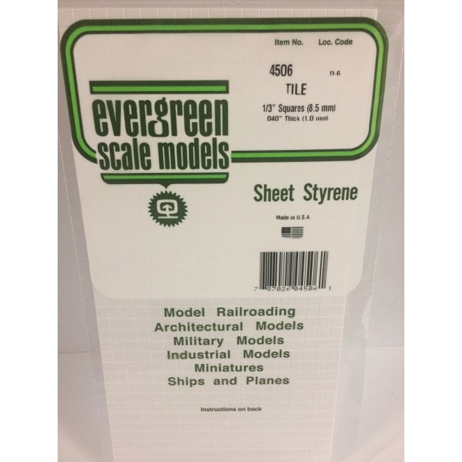 Evergreen EG4506 1/3(8.5mm)sq Square Tile