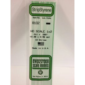 Evergreen EG8102 .010 x .023 (0.3 x 0.6mm) Strip (10)