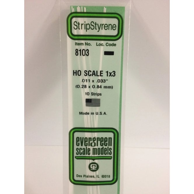 Evergreen EG8103 .010 x .033 (0.3 x 0.8mm) Strip (10)