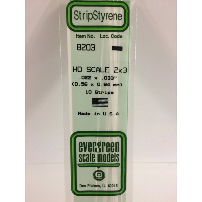 Evergreen EG8203 .022 x .033 (0.6 x 0.8mm) Strip (10)