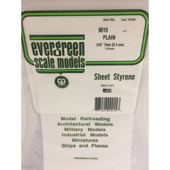 Evergreen EG9015 .015(0.38mm) Plain Sheet (3)