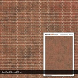 English Bond Dirty Red Brick Texture Paper (Pk5) (OO)