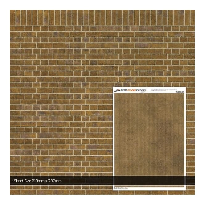 Scale Model Scenery English Bond Yellow Brick Texture Paper (Pk5) (OO)