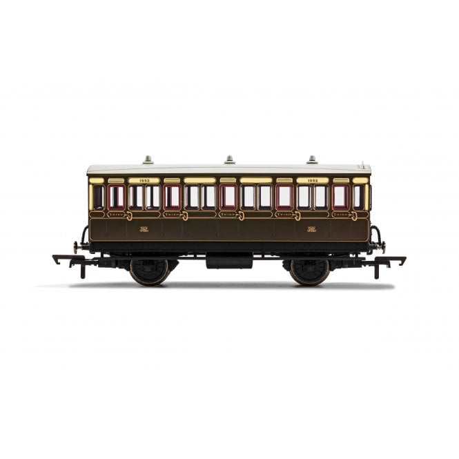 Hornby GWR 4 Wheel Coach 3rd Class Fitted Lights 1882 - Era 2/3
