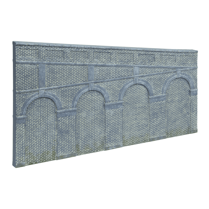 Hornby High Stepped Arched Retaining Walls x 2 (Engineers Blue Brick)