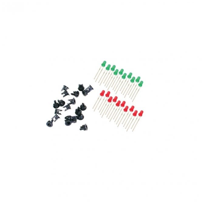 Peco LEDs 10 Green - 10 Red - & 20 Panel Clips