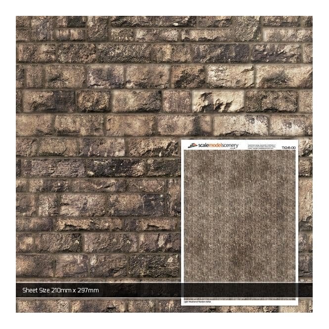Scale Model Scenery Light Weathered Random Ashlar Brick Texture Papers (Pk5) (OO)